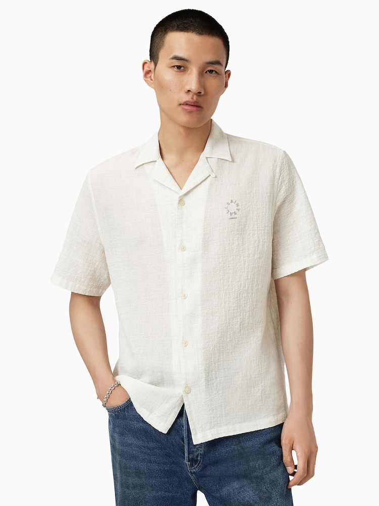 AllSaints White Admin Short Sleeve Shirt - Image 1 of 6