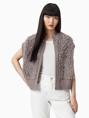 AllSaints Brown Elias Gilet - Image 1 of 7