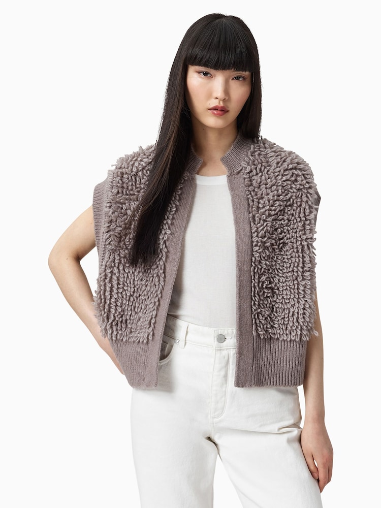 AllSaints Brown Elias Gilet - Image 1 of 7
