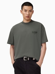 AllSaints Grey Xander Short Sleeve Crew T-Shirt - Image 1 of 8