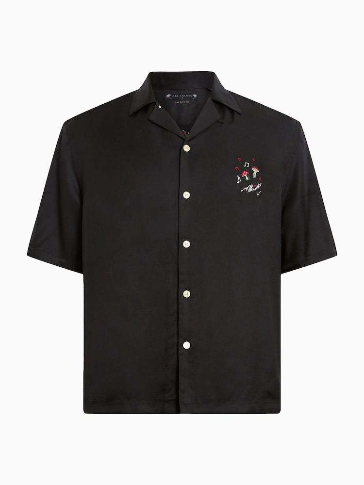 AllSaints Black Fungi Short Sleeve Shirt - Image 7 of 7 AllSaints Black Fungi Short Sleeve Shirt - Image 7 of 7