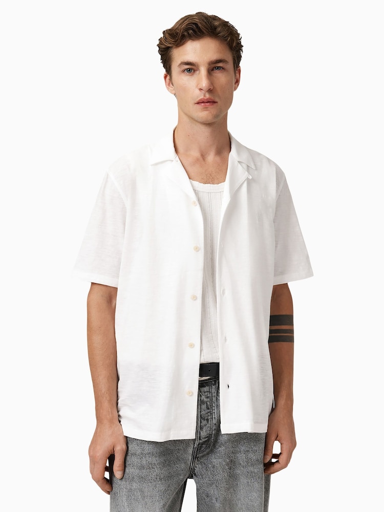 AllSaints White Robson Short Sleeve Shirt - Image 1 of 7