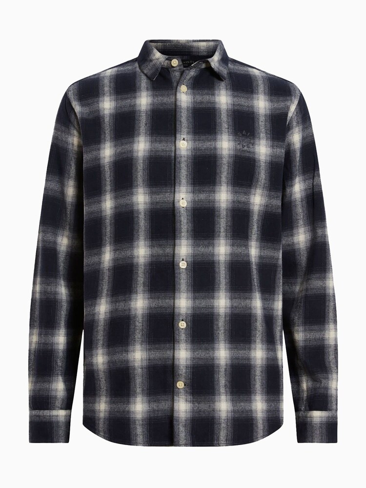 AllSaints Blue Haven Check Long Sleeve Shirt - Image 8 of 8