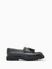 AllSaints Black Skiff Tassel Loafers - Image 1 of 5