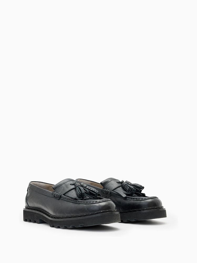 AllSaints Black Skiff Tassel Loafers - Image 2 of 5