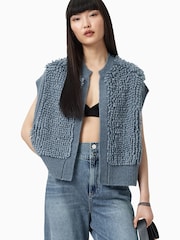 AllSaints Blue Elias Gilet - Image 1 of 8