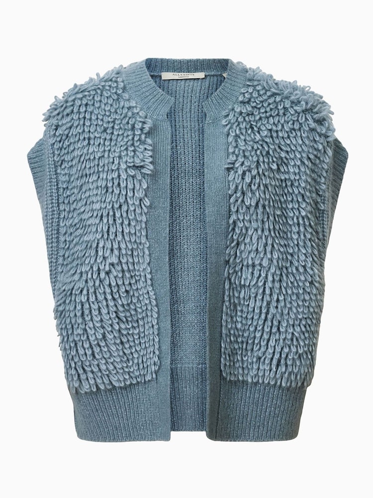 AllSaints Blue Elias Gilet - Image 8 of 8