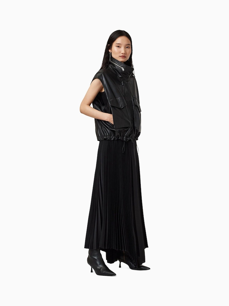 AllSaints Black Clay Gilet - Image 1 of 8