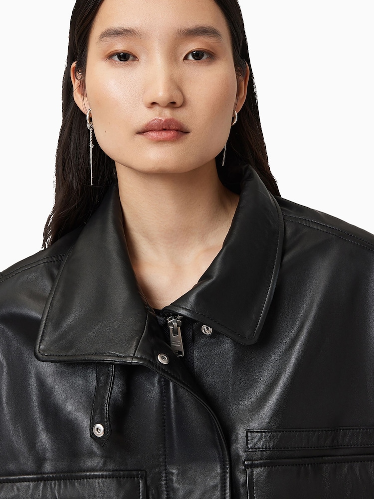 AllSaints Black Clay Gilet - Image 2 of 8