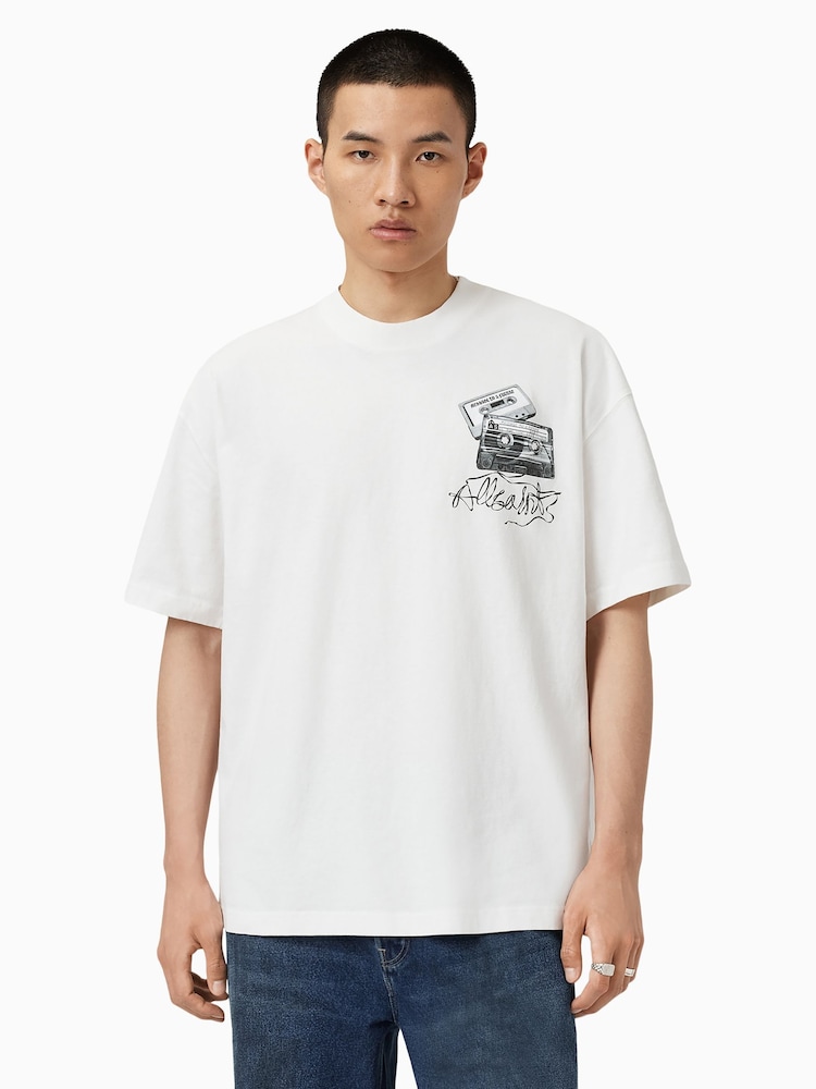 AllSaints White Reel Short Sleeve Crew T-Shirt - Image 1 of 7