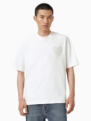 AllSaints White Trip Short Sleeve Crew T-Shirt - Image 1 of 7