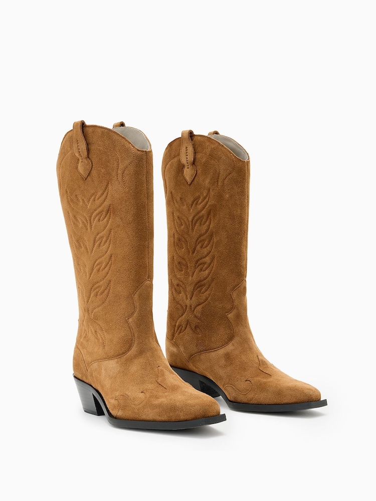 AllSaints Brown Dolly Suede Boots - Image 2 of 5