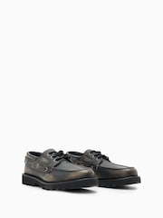 AllSaints Black Skiff Boat Shoes - Image 2 of 5