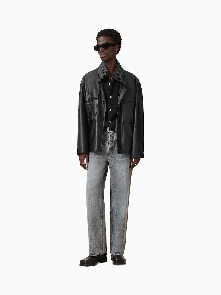 AllSaints Black Halton Jacket - Image 2 of 10 AllSaints Black Halton Jacket - Image 2 of 10
