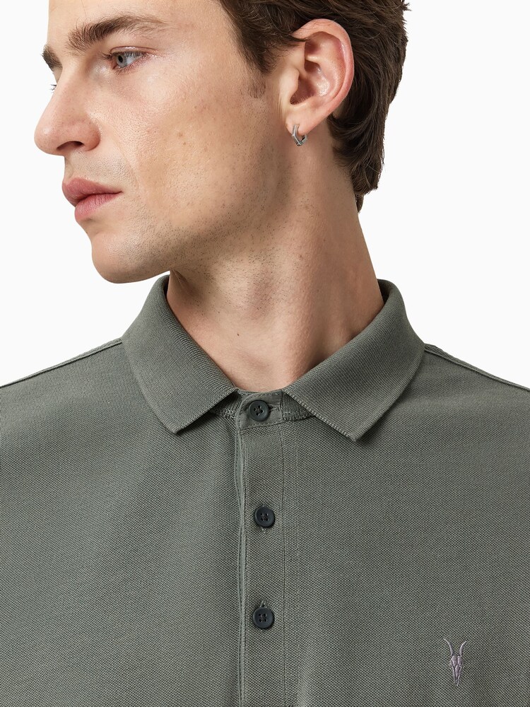 AllSaints Light Green Reform Shortsleeve Polo Shirt - Image 2 of 7