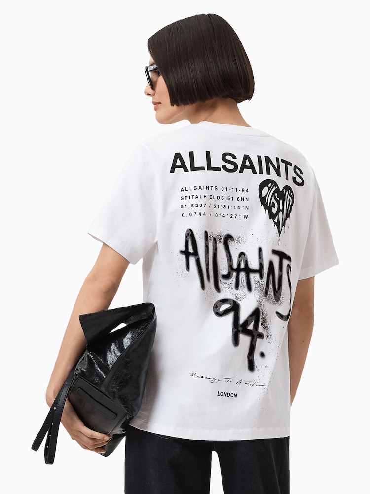 AllSaints White Poster BF T-Shirt - Image 2 of 7 AllSaints White Poster BF T-Shirt - Image 2 of 7