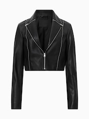 AllSaints Black Landers Biker Jacket - Image 6 of 6