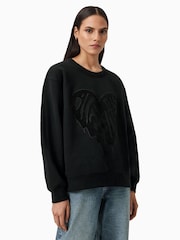 AllSaints Black Trip Piper Sweat Top - Image 1 of 6