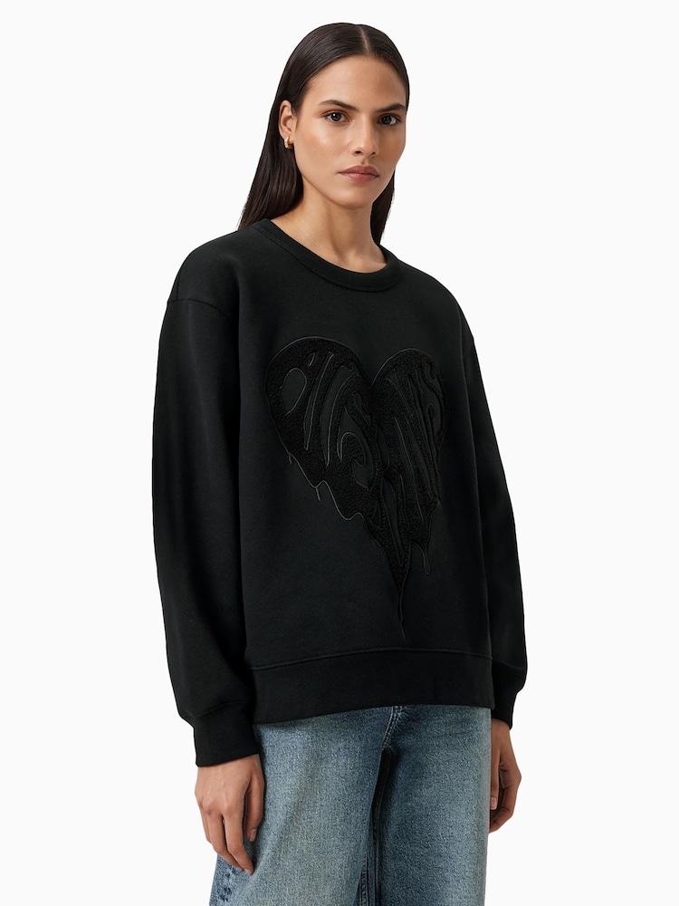 AllSaints Black Trip Piper Sweat Top - Image 1 of 6