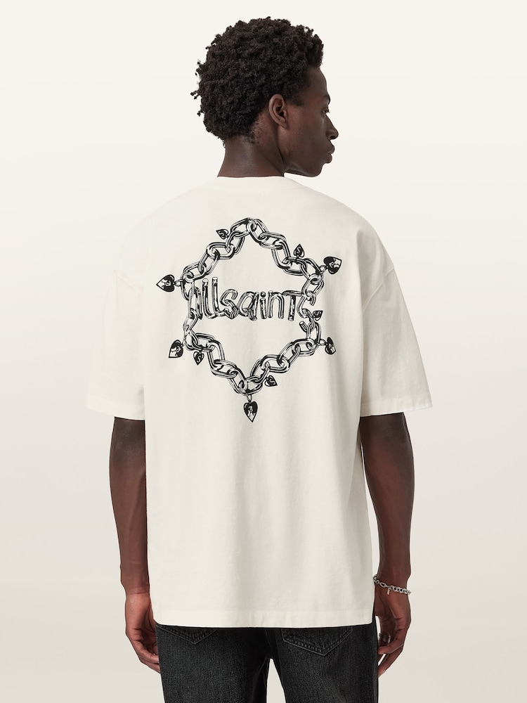 AllSaints White Drip Short Sleeve Crew T-Shirt - Image 1 of 8