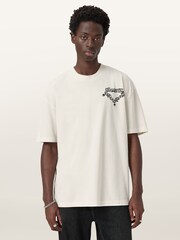 AllSaints White Drip Short Sleeve Crew T-Shirt - Image 2 of 8