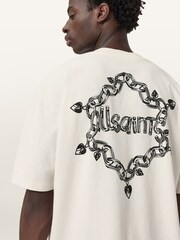 AllSaints White Drip Short Sleeve Crew T-Shirt - Image 6 of 8