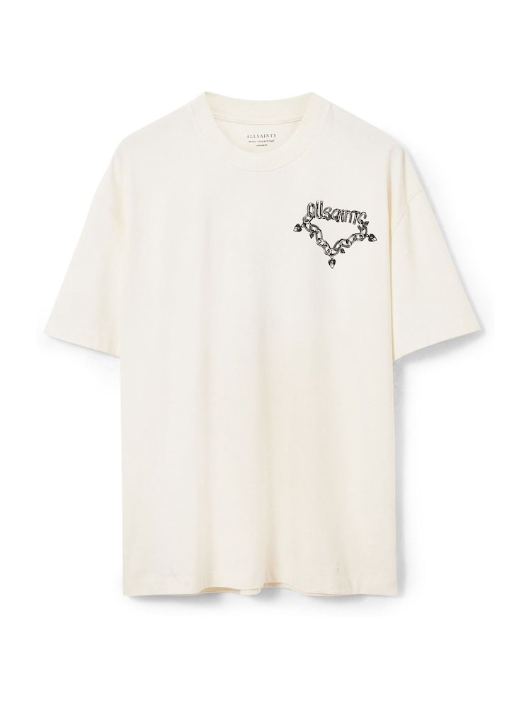 AllSaints White Drip Short Sleeve Crew T-Shirt - Image 8 of 8