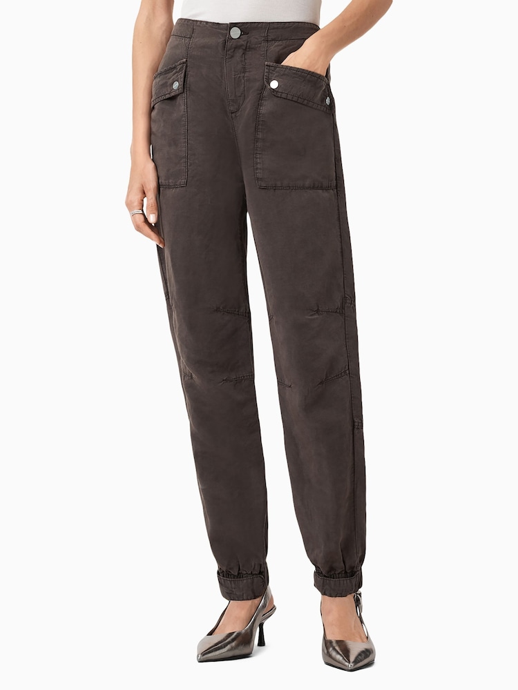 AllSaints Brown Val Tencel Trousers - Image 1 of 9