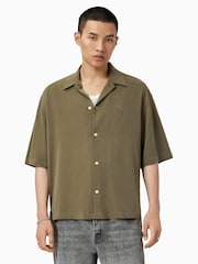 AllSaints Green Rialto Short Sleeve Shirt - Image 1 of 6