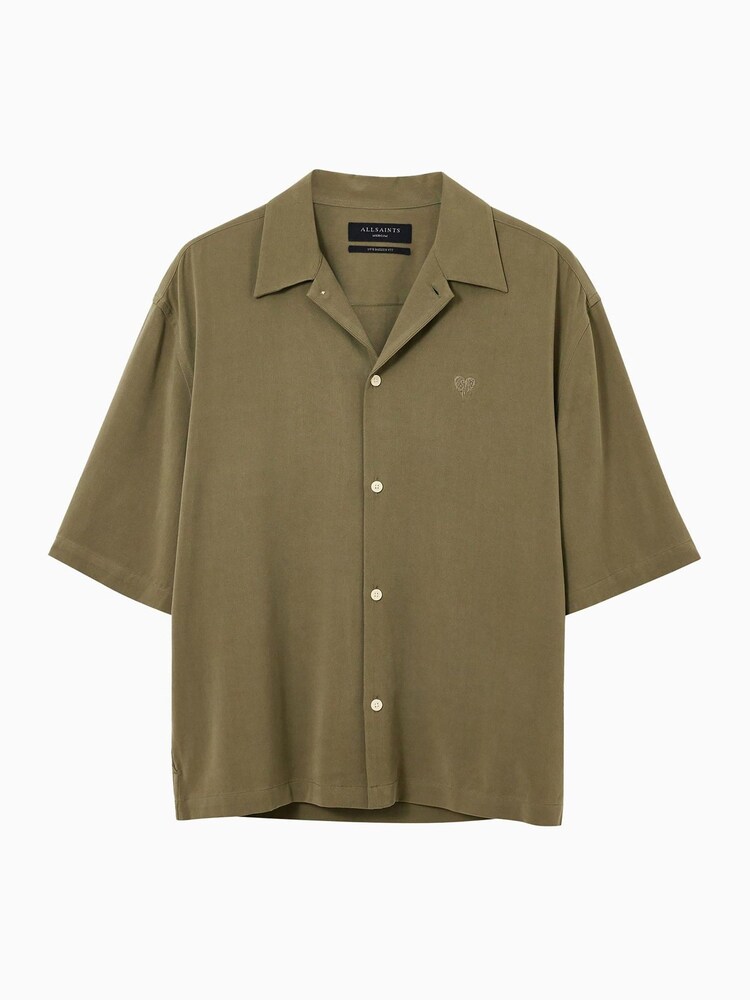 AllSaints Green Rialto Short Sleeve Shirt - Image 6 of 6