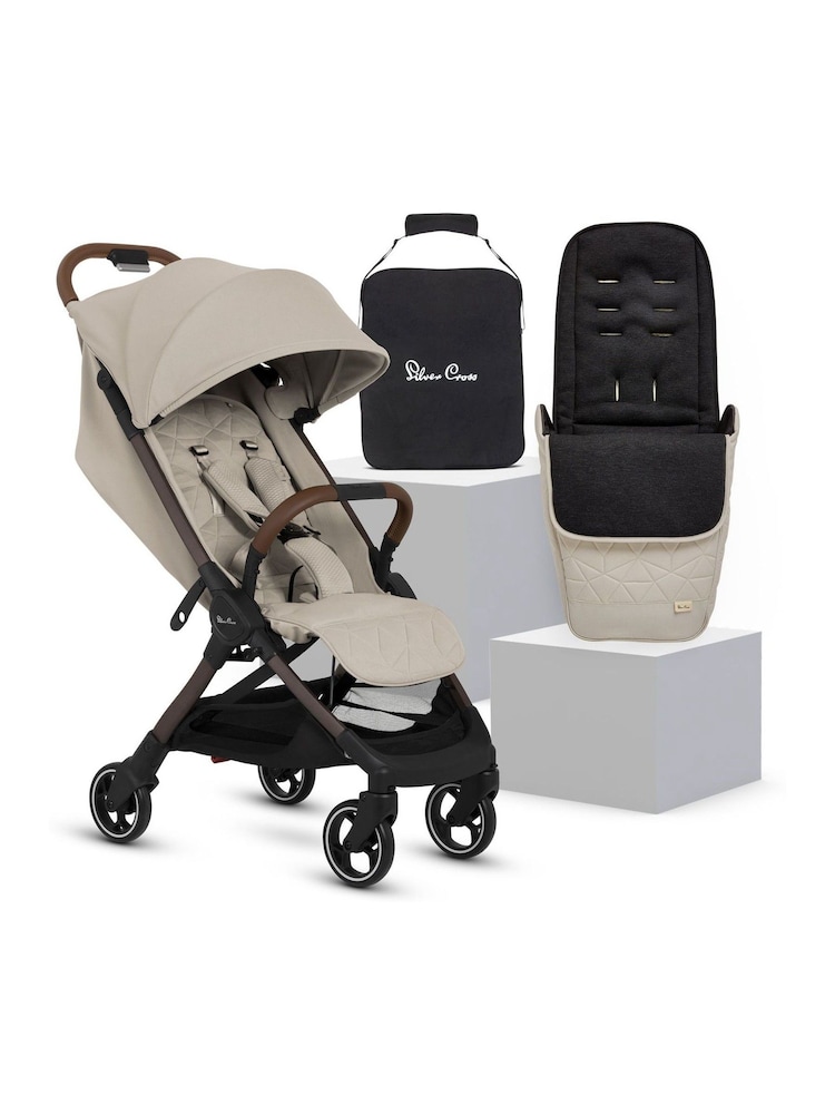 Silver Cross Natural Clic 2 Compact Stroller and Footmuff Bundle - Image 1 of 7