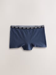 Navy/Chocolate Stripe Boyshort Cotton Logo Knickers 7 Pack - Image 3 of 10