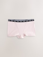 Navy/Chocolate Stripe Boyshort Cotton Logo Knickers 7 Pack - Image 7 of 10