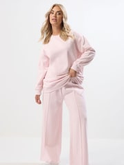 Rosa - Conjunto de moletom com gola redonda Yours Curve e calça de moletom - Imagem 1 de 5