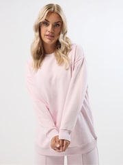 Rosa - Conjunto de moletom com gola redonda Yours Curve e calça de moletom - Imagem 2 de 5
