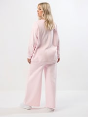 Rosa - Conjunto de moletom com gola redonda Yours Curve e calça de moletom - Imagem 3 de 5