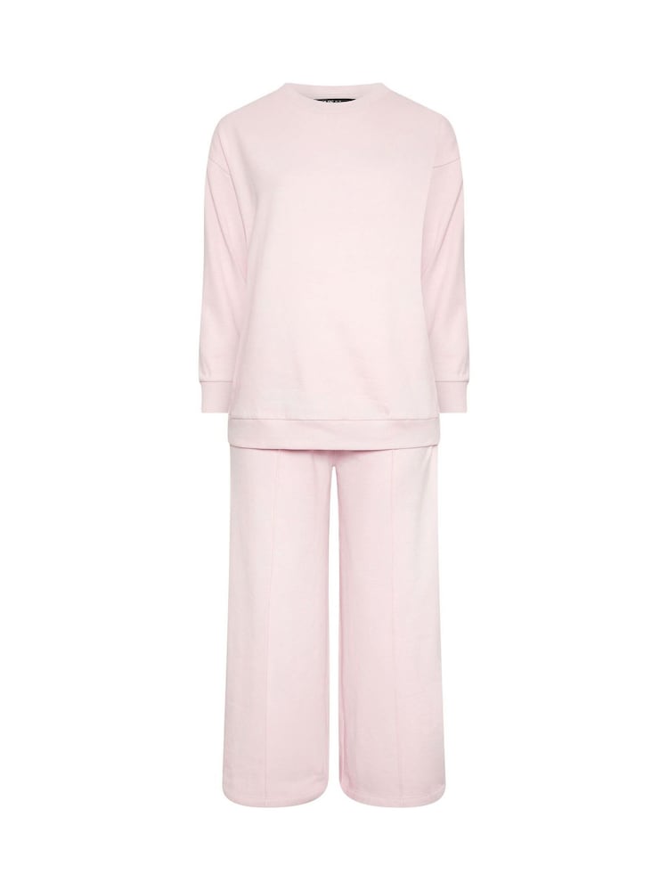 Rosa - Conjunto de moletom com gola redonda Yours Curve e calça de moletom - Imagem 5 de 5
