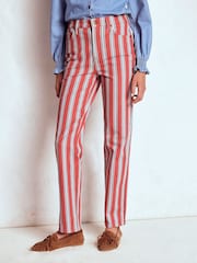 Boden Red High Rise Stripe Jeans - Image 1 of 6
