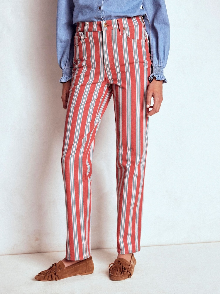 Boden Red High Rise Stripe Jeans - Image 1 of 6