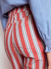 Boden Red High Rise Stripe Jeans - Image 4 of 6