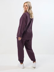 Yours Curve Purple Crew Neck Sweatshirt Joggers Set - Image 3 of 5