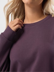 Yours Curve Purple Crew Neck Sweatshirt Joggers Set - Image 4 of 5