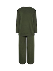 Yours Curve Green Crew Neck Sweatshirt Joggers Set - Image 3 of 4