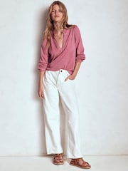 Boden Pink Aria Broderie Notch Neck Blouse - Image 4 of 5