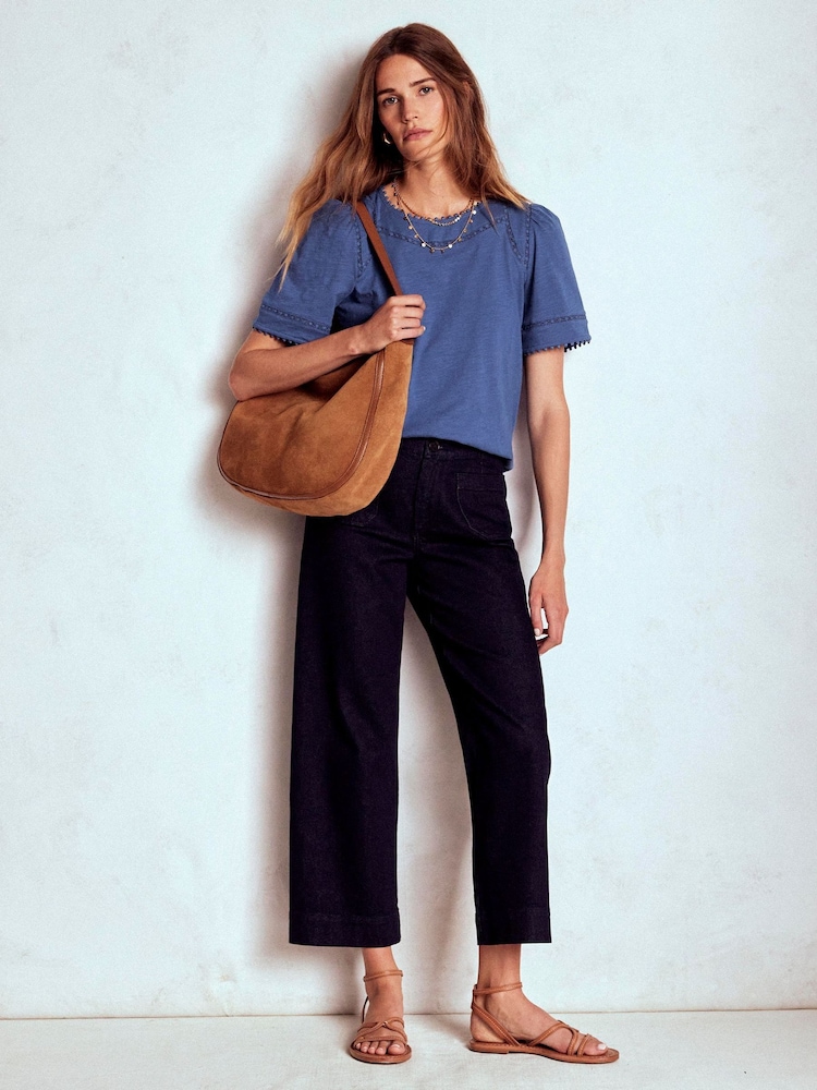Boden Blue Mila Lace Trim Top - Image 1 of 6