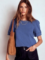 Boden Blue Mila Lace Trim Top - Image 4 of 6