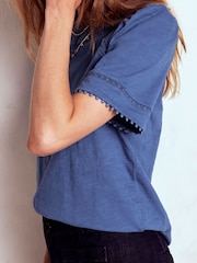 Boden Blue Mila Lace Trim Top - Image 5 of 6