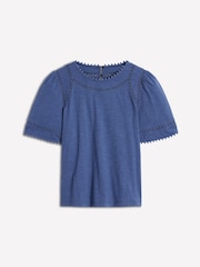 Boden Blue Mila Lace Trim Top - Image 6 of 6