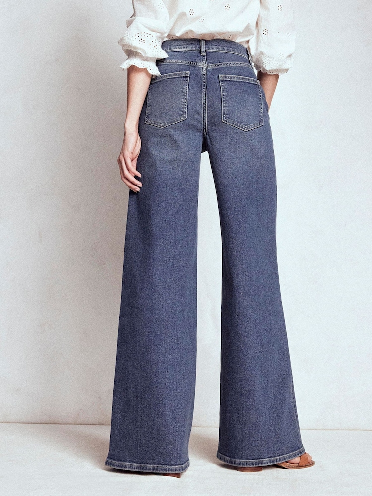 Boden Blue High Rise Clean Wide Jeans - Image 2 of 6 Boden Blue High Rise Clean Wide Jeans - Image 2 of 6