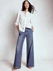 Boden Blue High Rise Clean Wide Jeans - Image 3 of 6